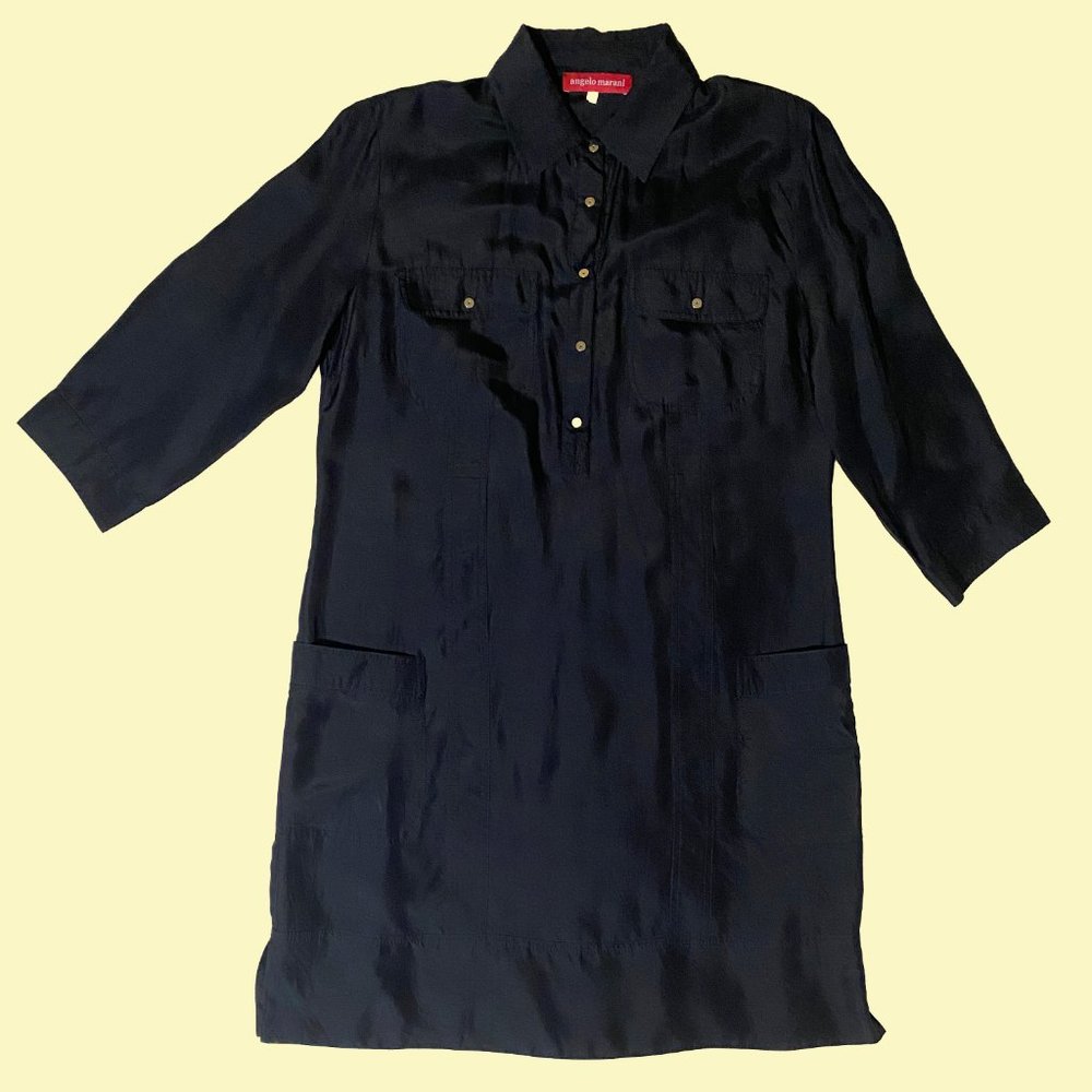 Angelo Marani size 8 black silk dress